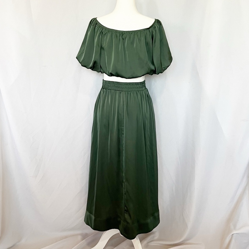 Satin Puff Sleeve Off The Shoulder Top+ Skirt Set S - Picture 4 of 8